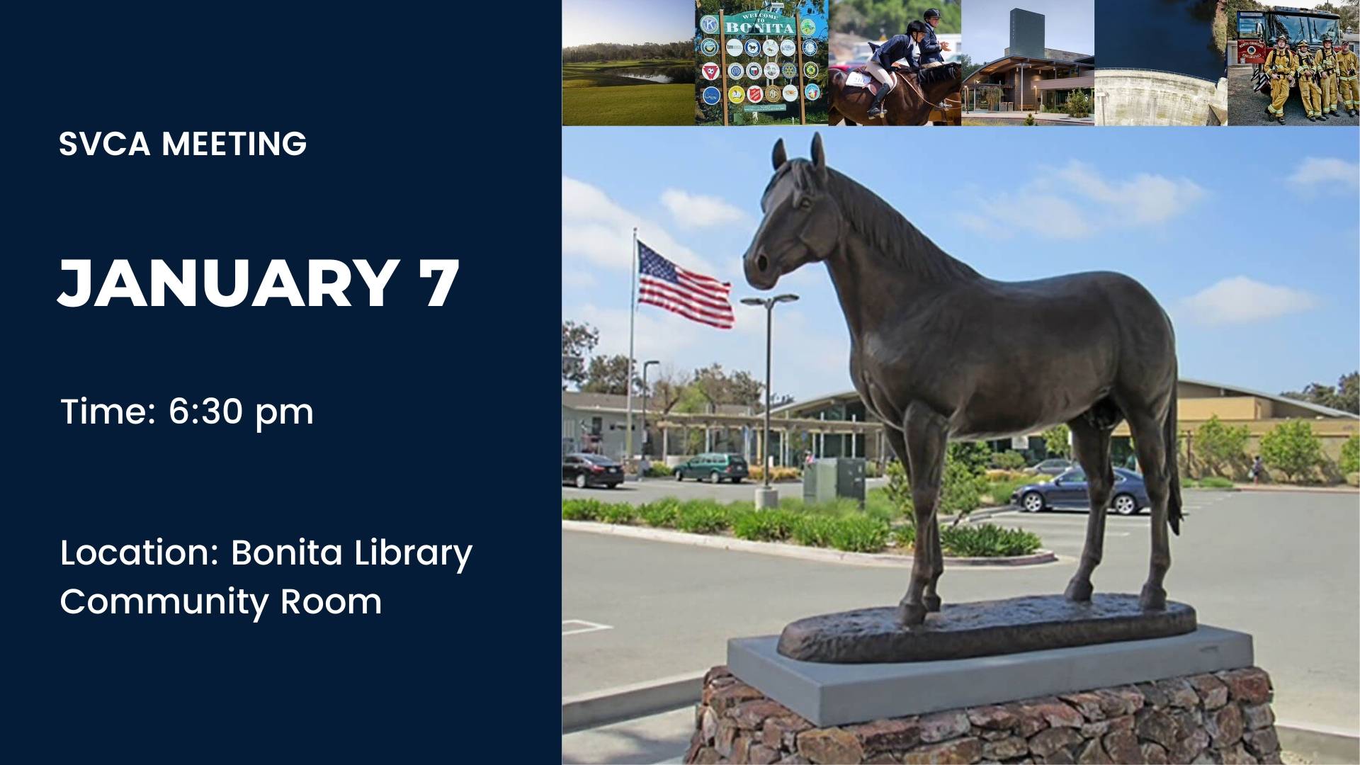 Please join the SVCA for their upcoming January 7 meeting to discuss news and important information on community topics. Read more.